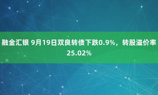 融金汇银 9月19日双良转债下跌0.9%，转股溢价率25.02%